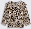 TOM TAILOR DENIM Damen Loose Fit Bluse, braun, Animalprint, Gr. XS