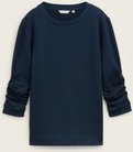 TOM TAILOR Damen Jacquard Sweatshirt, blau, Uni, Gr. XS