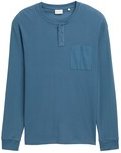 TOM TAILOR Herren Ripp Henley Langarmshirt mit Brusttasche, blau, Uni, Gr. XXL