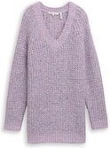 Thumbnail - TOM TAILOR DENIM Damen Longstyle Strickpullover mit Wollanteil, lila, Meliert, Gr. XXL