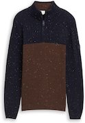 Thumbnail - TOM TAILOR Herren Troyer Strickpullover mit Strukturmix, blau, Colour Blocking, Gr. M