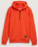 TOM TAILOR DENIM Herren Relaxed Fit Hoodie Sweatshirt mit Reißverschluss, orange, Uni, Gr. S