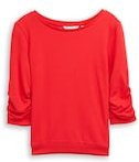 TOM TAILOR DENIM Damen Fitted Sweatshirt mit Raffungen, rot, Uni, Gr. XXL