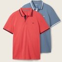 TOM TAILOR Herren Poloshirts im 2er-Pack, rot, Uni, Gr. XXL