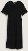 TOM TAILOR DENIM Damen Jersey Midi-Kleid, schwarz, Uni, Gr. XS