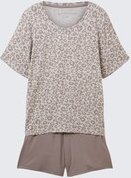 TOM TAILOR Damen Pyjama-Set mit Leo-Print, grau, Animalprint, Gr. XXL/44