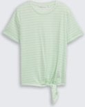 TOM TAILOR DENIM Damen T-Shirt mit Knotendetail, grün, Gestreift, Gr. XL