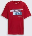 TOM TAILOR Herren T-Shirt mit Foto-Print, rot, Uni, Gr. S