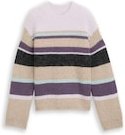 Thumbnail - TOM TAILOR DENIM Damen Relaxed Fit Strickpullover mit Streifenmuster, lila, Gestreift, Gr. S
