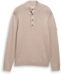 Thumbnail - TOM TAILOR Herren Troyer Strickpullover im Washed-Look aus Baumwolle, braun, Uni, Gr. XXXL
