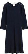 TOM TAILOR Damen Jerseykleid mit Knopf-Details, blau, Uni, Gr. 38