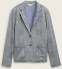 TOM TAILOR Damen Regular Fit Blazer im Karomuster, blau, Kariert, Gr. XL