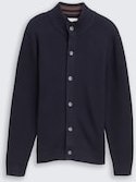 TOM TAILOR Herren Strickjacke mit Knopfleiste, blau, Uni, Gr. S