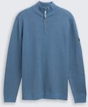 TOM TAILOR Herren Troyer Strickpullover aus Baumwolle, blau, Uni, Gr. M