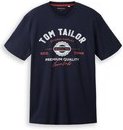 TOM TAILOR Herren T-Shirt mit Logo-Print, blau, Uni, Gr. S