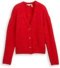 TOM TAILOR DENIM Damen Cardigan mit V-Ausschnitt, rot, Uni, Gr. XL