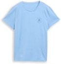TOM TAILOR Damen T-Shirt mit Blumen-Stickerei, blau, Uni, Gr. XXL