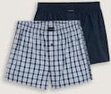 TOM TAILOR Herren Mittellange Boxershorts mit Karomuster im 2er-Pack, blau, Kariert, Gr. S/4