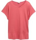 TOM TAILOR Damen Plus Size - T-Shirt im Material-Mix, rot, Uni, Gr. 48