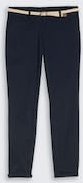 TOM TAILOR Damen Slim Chino Hose mit Gürtel, blau, Uni, Gr. 38/32