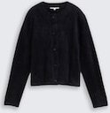 TOM TAILOR DENIM Damen Cardigan aus Federgarn, schwarz, Uni, Gr. XS