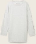 TOM TAILOR Damen Loungewear oversized Langarmshirt mit Logo-Print, grau, Meliert, Gr. S/36