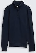 TOM TAILOR Herren Troyer Sweatshirt mit Ärmeltasche, blau, Uni, Gr. XL