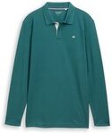 TOM TAILOR Herren Langarm Piqué Poloshirt, grün, Uni, Gr. XXXL