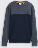 TOM TAILOR Herren Crewneck Sweatshirt mit Struktur-Mix, blau, Meliert, Gr. XXL