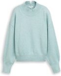 TOM TAILOR Damen Oversize Strickpullover mit Stehkragen, blau, Meliert, Gr. S