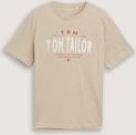 TOM TAILOR Herren T-Shirt mit Logo-Print, braun, Uni, Gr. S