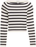 TOM TAILOR Mädchen Cropped Ripp Pullover mit Streifenmuster, weiß, Gestreift, Gr. 140