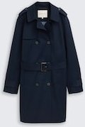 TOM TAILOR Damen Trenchcoat aus wasserabweisendem Material, blau, Uni, Gr. XXL