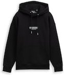 Thumbnail - TOM TAILOR DENIM Herren Relaxed Hoodie Sweatshirt mit Logo-Print, schwarz, Uni, Gr. XXL