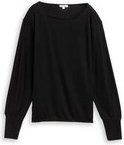 Thumbnail - TOM TAILOR Damen Loose Fit Langarmshirt mit Glitzer-Effekt, schwarz, Uni, Gr. XL