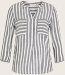 TOM TAILOR Damen Gestreifte Bluse mit Taschen, blau, Gestreift, Gr. 46