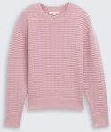 TOM TAILOR DENIM Damen Strickpullover mit Rundhalsausschnitt, rosa, Uni, Gr. S