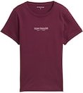 TOM TAILOR Damen T-Shirt mit Logo-Print, rot, Uni, Gr. S