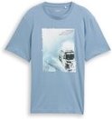 TOM TAILOR Herren T-Shirt mit Foto-Print, blau, Uni, Gr. M