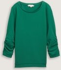 TOM TAILOR DENIM Damen Sweatshirt mit Raffungen, grün, Uni, Gr. XS