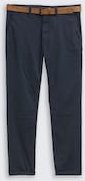 TOM TAILOR DENIM Herren Slim Fit Chino Hose mit Gürtel, blau, Uni, Gr. 28/32