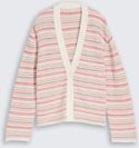 Thumbnail - TOM TAILOR Damen Loose Fit Cardigan mit Streifenmuster, rosa, Gestreift, Gr. L