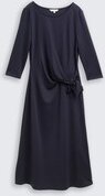 TOM TAILOR Damen Jersey Midi-Kleid mit Knoten-Detail, blau, Uni, Gr. 34