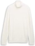 Thumbnail - TOM TAILOR DENIM Herren Rollkragenpullover aus Baumwolle, weiß, Uni, Gr. XS