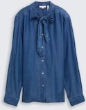 TOM TAILOR Damen Bluse mit Schleifen-Detail, blau, Uni, Gr. 44