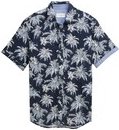Thumbnail - TOM TAILOR Herren Regular Fit Kurzarmhemd mit Palmen-Print, blau, Palmenprint, Gr. M