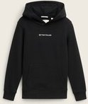 TOM TAILOR Jungen Hoodie Sweatshirt mit Logo-Print, schwarz, Uni, Gr. 140