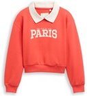 Thumbnail - TOM TAILOR Mädchen Cropped Sweatshirt mit Kragen, rot, Uni, Gr. 128