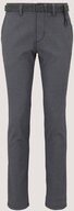 TOM TAILOR DENIM Herren Straight Fit Chino Hose mit Gürtel, grau, Uni, Gr. 36/34