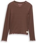 Thumbnail - TOM TAILOR Mädchen Basic Ripp Langarmshirt, braun, Uni, Gr. 164